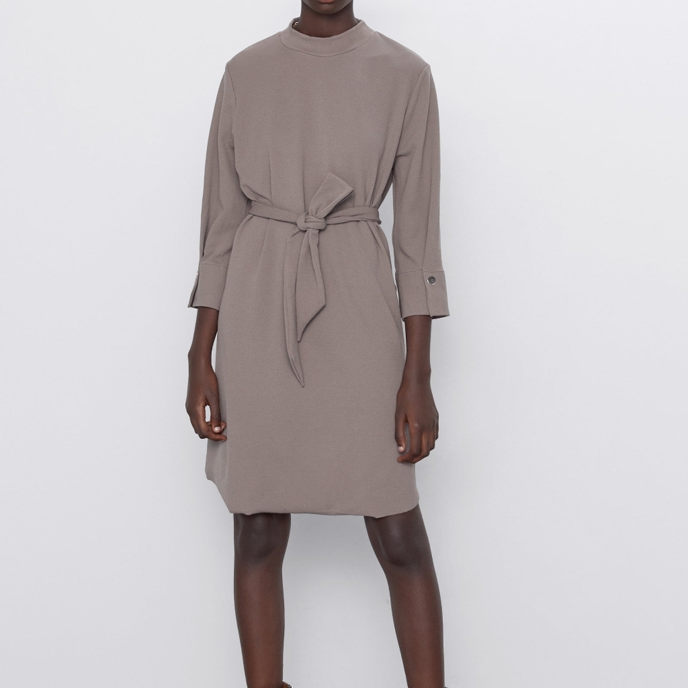 Zara textured dress with belt